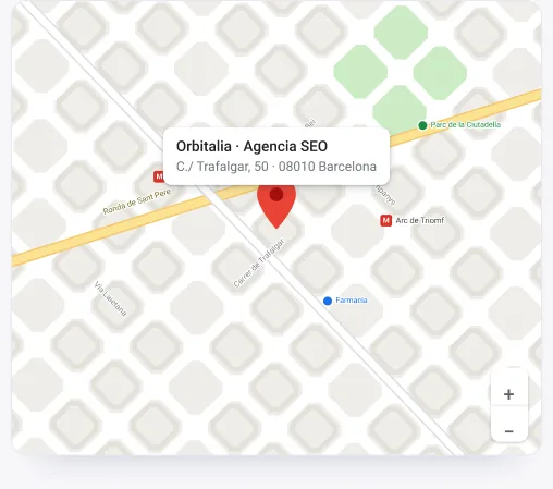 Mapa de la oficina de Orbitalia en C./ Trafalgar 50, Barcelona
